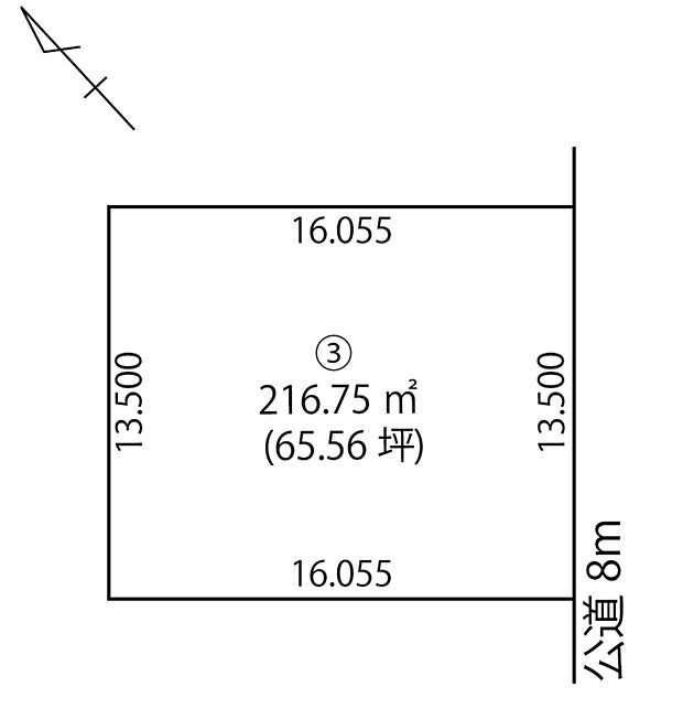 3号地は、南東側道路に面し陽当り良好の区画です。