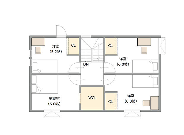 【【建築プラン例】】建物面積：106.00m2
建物価格：2186万円（税込）
※杭、分水工事、諸費用を除く。
※設計プランの参考一例であって、当該プランの採用可否は任意です。