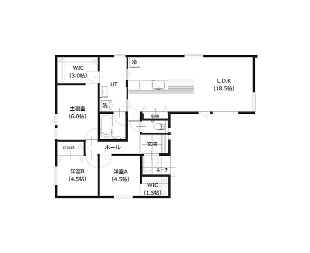 【3LDK】水回りを中心とした、使い勝手の良い3LDKでファミリーにおすすめです。