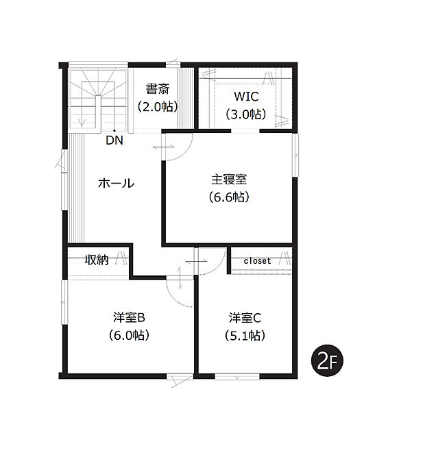 【4LDK】収納豊富な間取りで室内スッキリ快適！ライフスタイルに合わせた使い方のできるWICや書斎がございます。