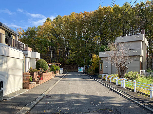 【【現地写真】】周辺は低層住居専用地域の閑静な住宅街につき住環境良好。高い建物が少なく開放感がございます。
（2025年10月撮影）