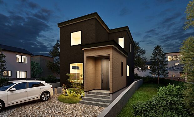 【【分譲A 完成予想図】】敷地内には3台分のカースペースを確保。来客用の駐車スペースを確保できたり、ご夫婦でお車を所有することもできます。