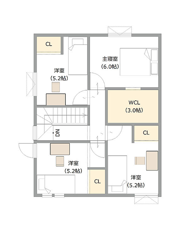 【【建築プラン例】】建築面積：106.84m2
建物価格：2199万円（税込）
※杭工事、分水工事、諸費用別途
※設計プランの参考一例であって、当該プランの採用可否は任意です。