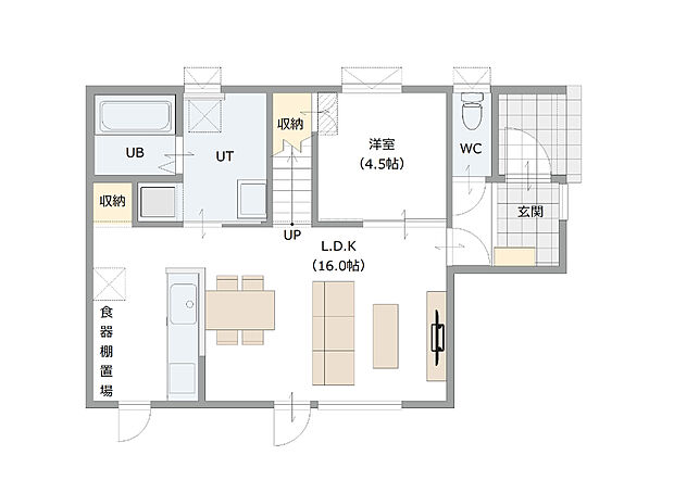 【【建築プラン例】】建物面積：106.01m2
建物価格：2186万円(税込)
※杭工事、分水工事、諸費用別途
※設計プランの参考一例であって、当該プランの採用可否は任意です。