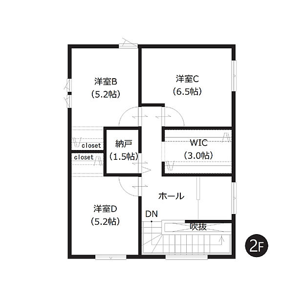 【4LDK】約3帖のWICや、約1.5帖の納戸など収納豊富で、お荷物の多いファミリーにもおすすめです。