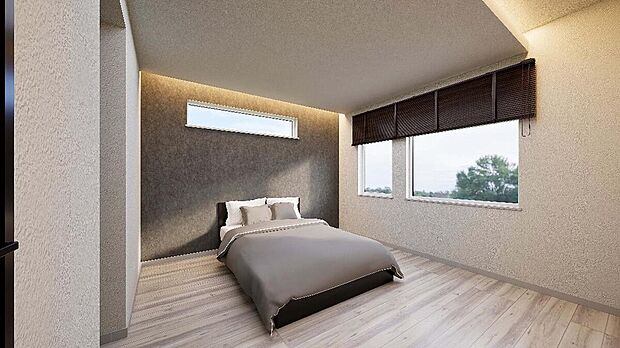 【【完成予想図】】上質な照明が映えるホテルライクな7帖主寝室。落ち着いた雰囲気の中で、ゆったりとお過ごしいただけます。