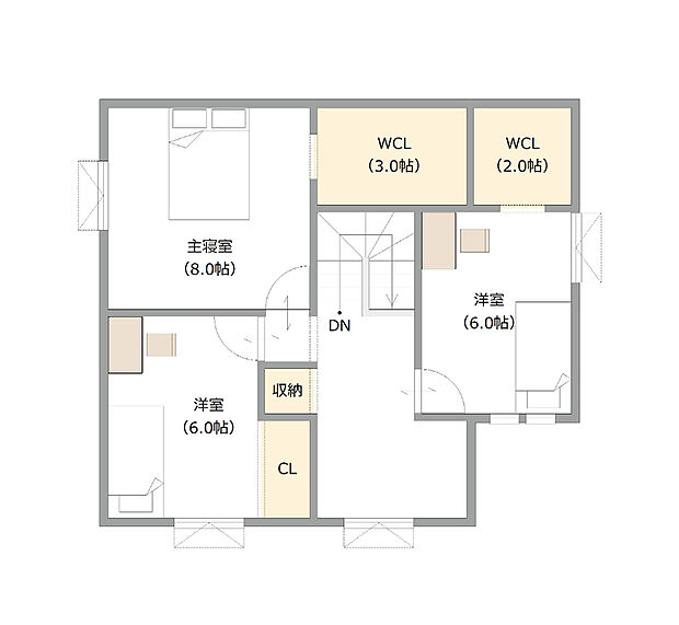 【【建築プラン例】】建物面積:114.01m2
建物価格:2385万円(税込)
※杭工事、分水工事、諸費用別途
※設計プランの参考一例であって、当該プランの採用可否は任意です。