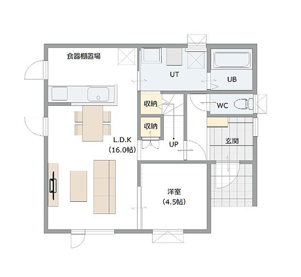 【【建築プラン例】】建物面積：114.01m2
建物価格：2,423万円(税込)
※杭工事、分水工事、諸費用別途
※設計プランの参考一例であって、当該プランの採用可否は任意です。