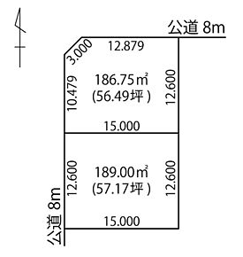 約57坪のゆとりある整形地で、多彩な建築プランを検討できます。 