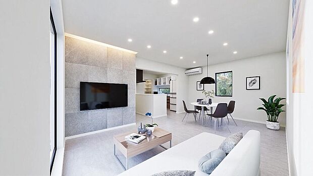 【完成予想図】
ブラック×グレーで統一した、落ち着きのある内装です。家具カーテン付きのため、初期費用が抑えられ、入居後すぐに生活を開始できることができます。