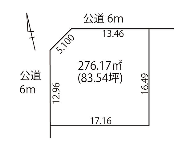 【区画図】
土地面積は約83坪とゆとりのある広さ。開放感あふれる角地に位置した嬉しい立地です。