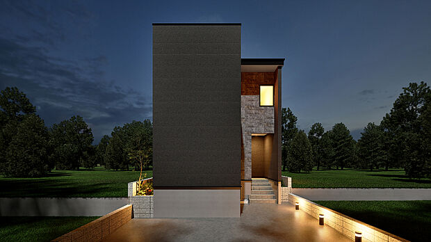 【【2号棟 完成予想図】】広い道路に面した開放感のある立地に佇む2階建てのお住まい。2026年4月の完成が楽しみですね。