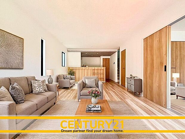 ※家具・CG加工はイメージです。販売価格等には含まれません。
■■憩いのリビング■■
リビングとダイニングの空間機能を活かし、巧みに使い分ける発想が、ライフスタイルに新しいゆとりをも

