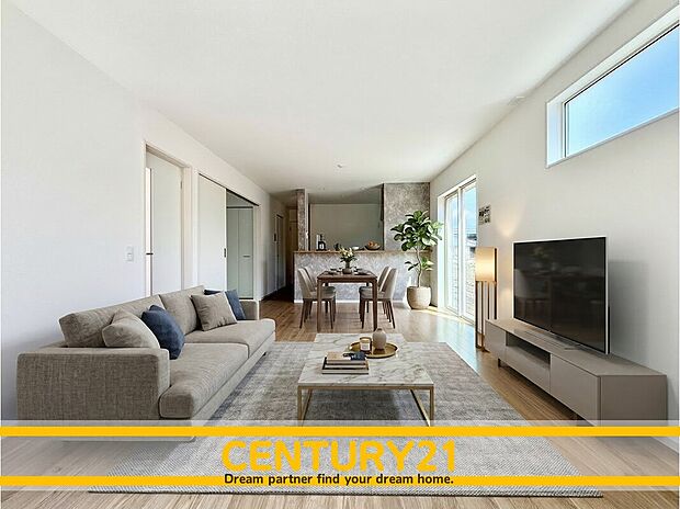 ※家具はCGを合成したものです。
■■憩いのリビング■■
リビングとダイニングの空間機能を活かし、巧みに使い分ける発想が、ライフスタイルに新しいゆとりをもたらします。