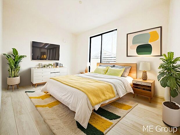 明るいバルコニーサイドに洋室を設置。目覚めの良い寝室に。※家具はCGです   