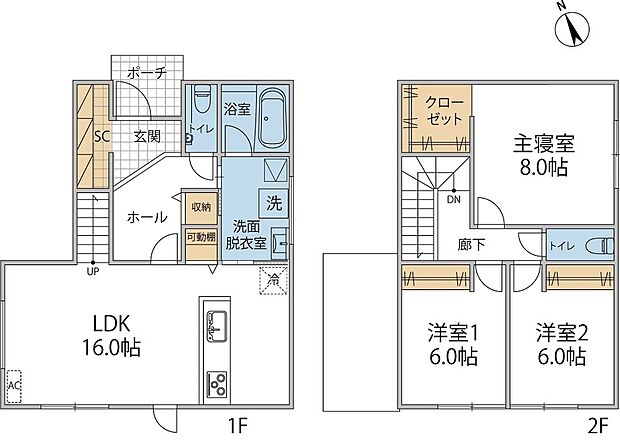 SICやWICなどの収納も充実したコンパクトな3LDKの間取です。