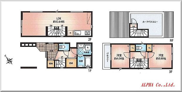 こちらは間取り図となっております。建物面積75.48m2と広々とした空間の2LDKルーフバルコニー付の邸宅となっております。設備なども整っており、暮らし易さを追求した邸宅となっております。