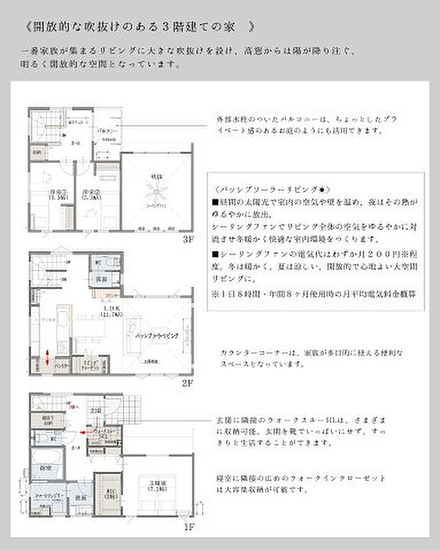 「吹抜けリビング」を、もっと快適に。 南からの陽光をたっぷり取り込み、太陽熱を利用して心地よく過ごせる家。 それがジョイホームデザインの 「パッシブソーラーリビングの家」 です。