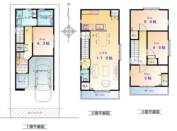 【3階建て 標準プラン】建物価格 1970万円(税込) ※設計、外構費含む