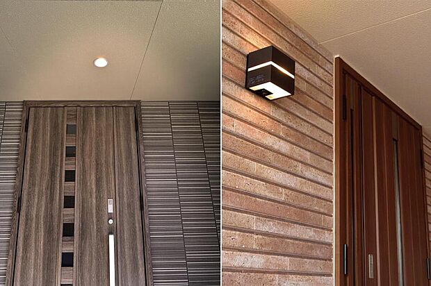 【【人感センサーLEDポーチ灯】】暗くなると自動点灯でお出迎えしてくれます。深夜は人が近づいた時だけ点灯し、防犯対策にも役立ちます。