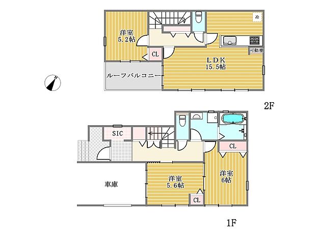 2区画建物参考プラン間取り図(3LDK 建物面積95.9m2 1400円)