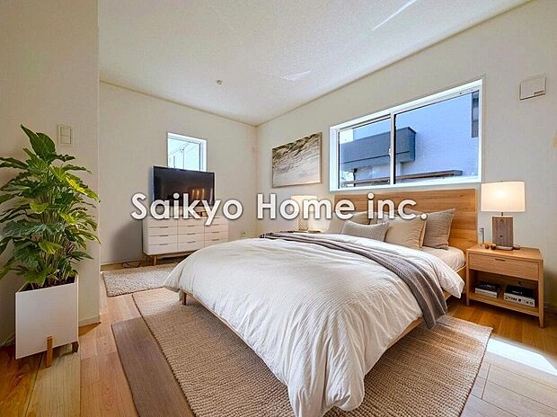 【洋室】2面採光で明かりを取り入れたお部屋は子供部屋や書斎などにお使いできます！※家具等はCG加工しております。