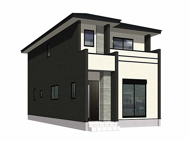 【外観パース図】☆3号棟・完成予想図☆チャコール×クリーム♪