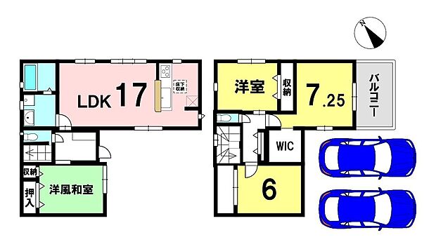 【4LDK】4LDKの間取り
駐車2台可能