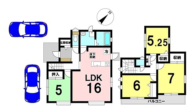 【4LDK】4LDKの間取り
駐車2台可能
