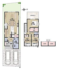 キッチンからパントリーを通って、洗面室へアクセスでき、家事動線良好！2か所のロフトを設けた間取りです♪ 