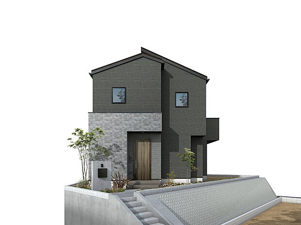 【【施工例・外観パース】】周囲の街並みに馴染む、シンプルな外観デザインです♪