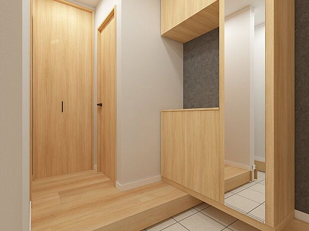 【【2号地・玄関パース】】SICを備えた玄関♪
履物をすっきりと収納し、綺麗な玄関を保てます!