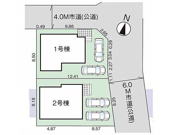 前道が6ｍあるので開放感たっぷり♪
車庫入れが苦手な方でも安心して入れられます♪
