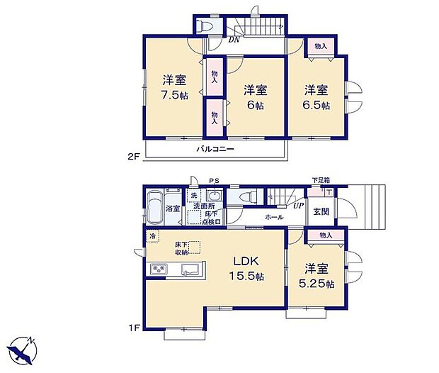(B号棟)、4LDK、土地面積182.67m2、建物面積96.05m2