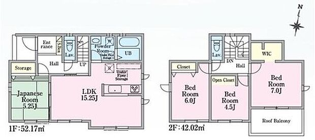 (1号棟)、4LDK、土地面積117.8m2、建物面積94.19m2

