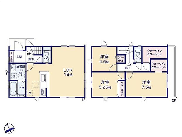 (2号棟)、3LDK、土地面積84.88m2、建物面積88.59m2