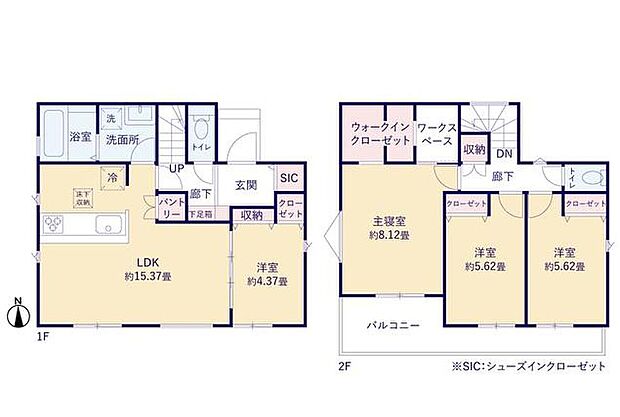 (1号棟)、3LDK、土地面積127.7m2、建物面積98.94m2
