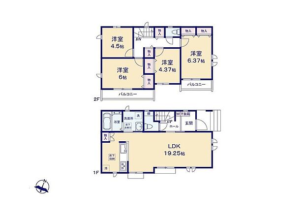 (B号棟)、4LDK、土地面積100.02m2、建物面積96.05m2