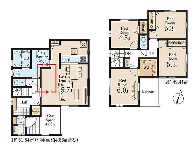 (1号棟)、4LDK、土地面積93.08m2、建物面積101.25m2