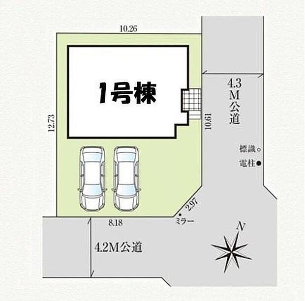 【区画図】
お車2台分の並列駐車が可能です。セカンドカーをお持ちのご家庭にもおすすめです♪空いたスペースにはご家族の自転車の駐輪もできます!