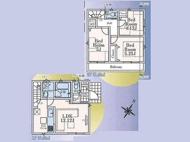 (2号棟)、3LDK、土地面積83.59m2、建物面積63.18m2
