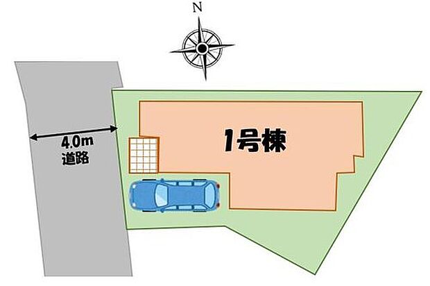 【区画図】お車から玄関までの距離が近いのでたくさんお買い物をした日も大丈夫♪雨の日も最小限の被害ですみます。