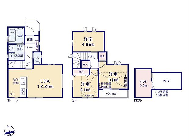 【3LDK】◇食洗機や浴室乾燥機完備で家事の時短に◎
◇主寝室は上部吹抜仕様で採光良好＆解放感UP☆
◇多目的に利用できる3.5帖のロフト付き♪