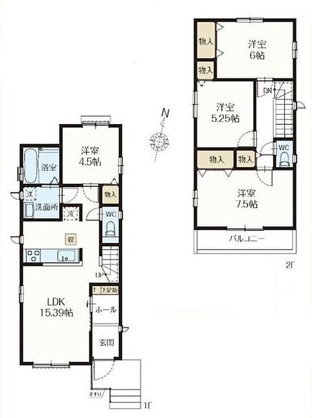 【4LDK】帰宅したら家族が必ず顔を合わせて欲しい。そんな思いをこめたリビング階段。
対面式キッチンですので、お食事の準備をしながらご家族との会話を楽しめます。