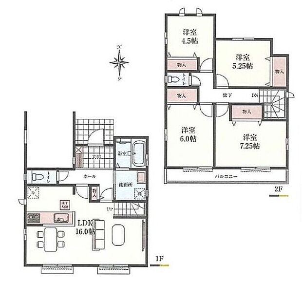 【4LDK】◆帰宅時・外出時の自然なコミュニケーションを育むリビングイン階段♪仲良し家族の画が浮かびます♪
◆２階４部屋で個々の時間も大切にできる間取り◎
◆車庫は雨の日も安心のビルトインガレージ♪
