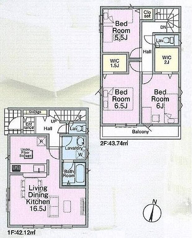 【3LDK】◇2階に居室をまとめてプライベートの時間も充実♪
◇WICは2部屋に完備！季節ものなどがたっぷり収納できます♪
◇バルコニーは２部屋より出入り可能でお洗濯も快適◎