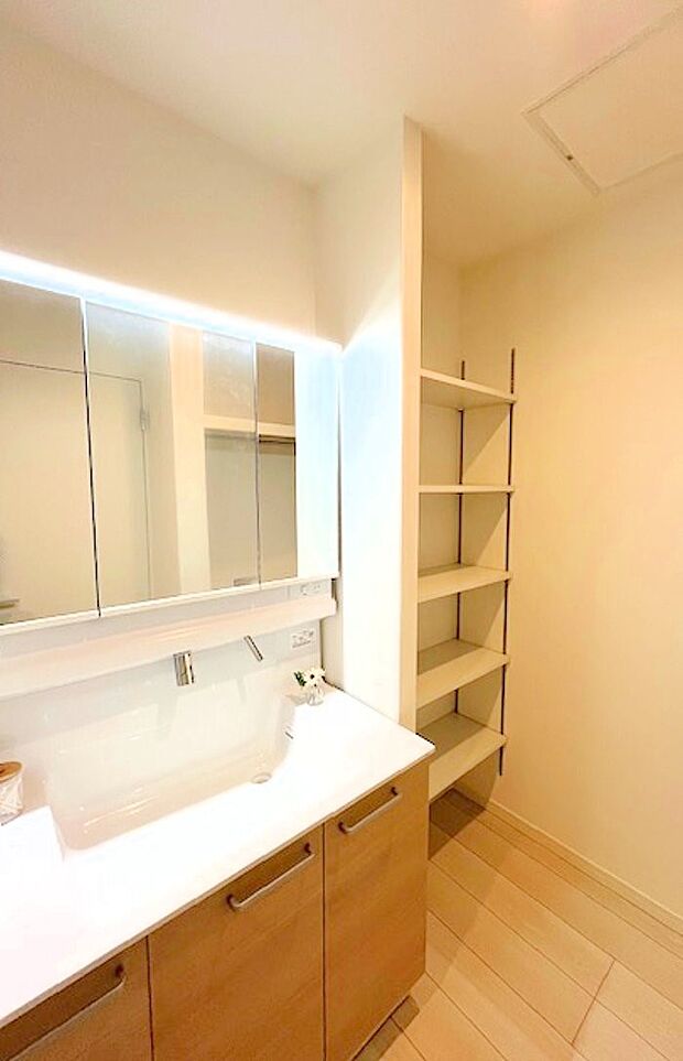 明るい洗面所は毎朝の歯磨きも楽しくできちゃいそうです