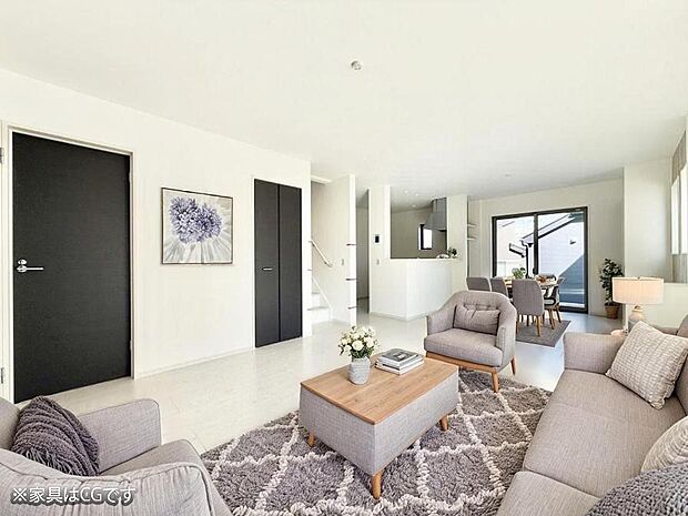 ■くつろぎもおもてなしも叶える柔軟なリビング※家具はCGです  