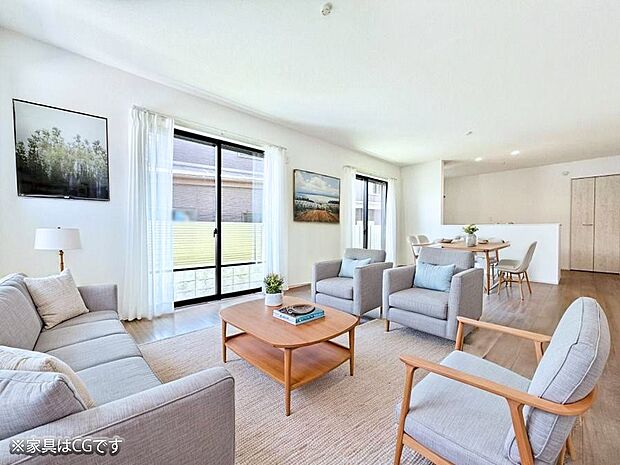 ■くつろぎもおもてなしも叶える柔軟なリビング※家具はCGです