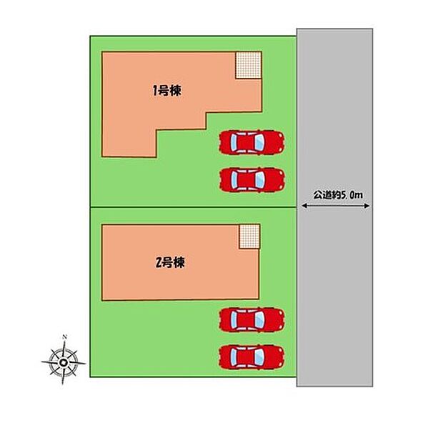 ≪全体区画図≫
駐車2台可能(車種による)!
急な来客時や、ご家族の自転車スペースとしても大活躍♪